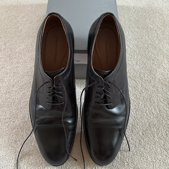 Johnston & Murphy Men’s Hernden Cap Toe Black Calfskin Dress Shoes Size 14 - Picture 9 of 12